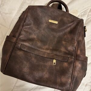 Cluci Brown Vegan Leather Women’s Travel Backpack